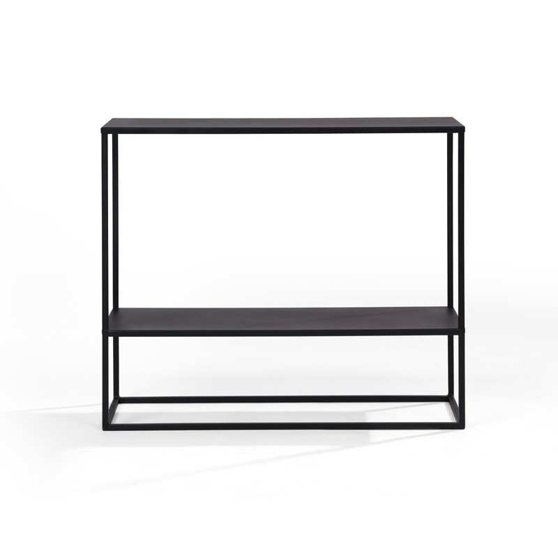 SIMPLEX MA Konsolka z półką do przedpokoju minimalistyczna metalowa czarna