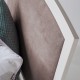 VANESSA Łóżko dziecięce tapicerowane biały metal beżowa tkanina 90x200 cm