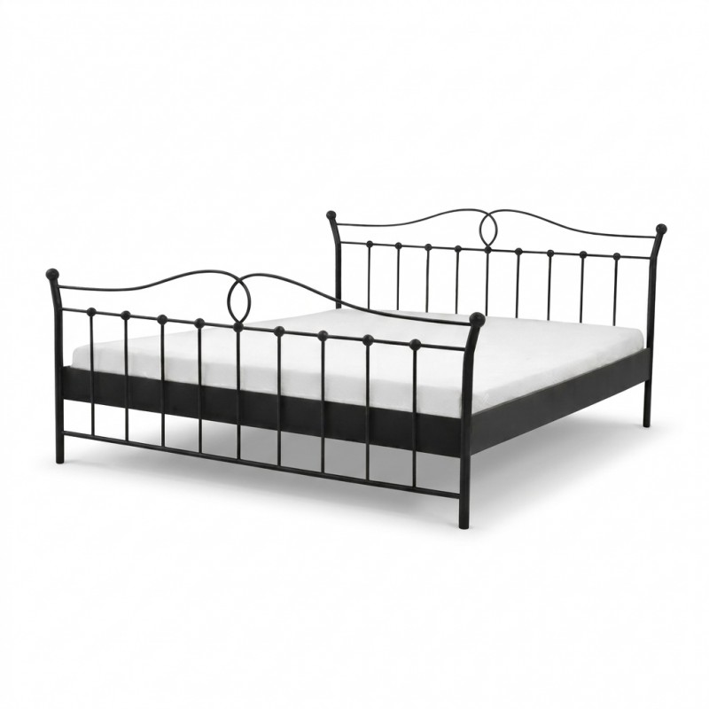 LIZA Łóżko metalowe małżeńskie czarne eleganckie 180